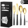 Conjunto de talheres e garfos de aço inoxidável quadrado transfronteiriços Faca de bife e garfo criativos Punho quadrado de 4 peças Conjunto de louça ocidental faca e colher de garfo