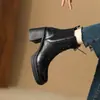 Botines Gruesos Súper Populares para Mujeres Bajitas 2026 Estilo Coreano Más Vendido Otoño/Invierno Tacón Alto Marrón Adelgazantes Que Aumentan la Altura Dr. Botas Estilo Martens