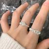 1564 Anillo Asimétrico de Plata de Ley S925 Estilo K Nicho Diseño de Lujo Accesible Anillo Abierto de Plata para Mujer