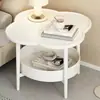 Mesa de centro moderna minimalista de trébol de cuatro hojas, mesita de noche de lujo ligero para dormitorio, mesa redonda pequeña para sala de estar con almacenamiento