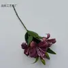 Flor Artificial 3D Lírio de Três Cabeças Filme de Impressão Flor Falsa Decoração de Casamento Buquê Enfeites para Sala de Estar de Casa Adereços para Fotos