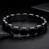 Pulsera de ónix negro cuadrada redondeada de nuevo estilo transfronteriza para hombre, magnética, diseño geométrico minimalista, joyería de pulsera de alta gama al por mayor