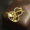 Broche de Calabaza, Orquídea y Perla Estilo Chino Zirconia de Lujo Ligero() Pin de solapa para traje estilo chino nuevo, regalo para mujer