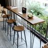Mesa de bar moderna y sencilla de madera maciza para el hogar, balcón, pared, mesa y silla informales, bar de celebridades de Internet, tienda de té con leche, mesa alta