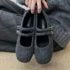 Zapatos Mary Jane con Plataforma Interior de Piel para Mujer Invierno Ropa de Exterior Nuevos Zapatos Individuales Gris Francés para Mujer Zapatos de Algodón con Suela Gruesa y Felpa