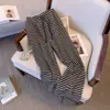 Pantalones de pierna ancha a rayas blancas y negras para mujer Xinxuan, corte holgado, cintura alta, adelgazantes, con caída, corte recto, versión estrecha, pantalones casuales