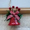 Adornos de campana de Navidad, decoraciones de lazo de frutos rojos, arreglos de escena navideña, colgantes para árbol de Navidad, campanas de metal
