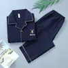Pijama Jacquard de Algodón Nube para Hombre Primavera/Verano Cárdigan Manga Larga Pantalón Largo Conjunto de Dos Piezas Casual Sencillo Ropa de Casa Se Puede Usar al Aire Libre