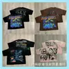 Camiseta Rara de Paz Marca de Moda Callejera Americana Talla Grande Oversize Camiseta de Manga Corta con Pedrería Verano