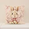 Almohada de Pascua de Amazon Funda de Almohada con Estampado de Conejo Floral Cojín para Decoración del Hogar Funda de Almohada de Lino