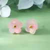Pendientes de flor de acetato tridimensionales pequeños, frescos y lindos, exquisitos, pequeños, translúcidos, para uso diario, combinan con todo