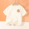 Camiseta Infantil Manga Curta Verão 2025 Nova Camiseta de Algodão para Menino Verão Menino Menino Grande Panda Top de Verão