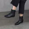 2026 Nuevo Modelo Botas de Moda de Piel de Vaca de Capa Superior con Punta Cuadrada Elegante, Aumento Interno de Altura, Diseño Plisado, Cremallera Trasera, Botines para el Trabajo
