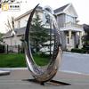 Anillo Escultura de Luna de Acero Inoxidable Luna Creciente Adornos de Paisaje Luminosos Departamento de Ventas de la Empresa Producción Artesanal de Espejo de Acero Blanco