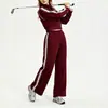Conjunto deportivo casual transfronterizo para mujer, nuevo estilo otoño e invierno, conjunto de dos piezas con chaqueta de fitness de manga larga y pantalones rectos holgados que estilizan.