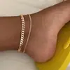 Nueva joyería transfronteriza europea y americana, tobillera personalizada de aleación, estilo nicho ins, tobillera de doble capa, conjunto para mujer de verano