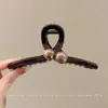 Presilha de Tubarão em Acrílico Cor de Café com Toque de Luxo, Presilha de Cabelo Única e Bonita, Presilha de Cabelo Exquisite para a Parte de Trás da Cabeça, Presilha Estilo Coreano