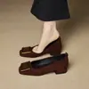 Zapatos Casuales para Mujer de Nuevo Estilo, Gamuza Negra, Zapatos para Mujer de Talla Grande, Zapatos Bajos de Corte Bajo, Tacones Cuadrados, Zapatos de Salón Cuadrados