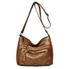 Bolso de Moda Sencillo para Mujer con Múltiples Bolsillos Bolso de Cuero Suave Modelo Nuevo 2025 Bolso de Hombro Único Bolso Cruzado Bolso de Mano para Mujer de Gran Capacidad