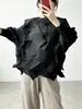 La camiseta de diseñador Miyake más vendida, de nicho, tacto de alta gama, corte irregular holgado, talla grande, camiseta tipo pullover adelgazante