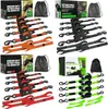 Cintas de Amarração Rachetáveis Personalizáveis, Pacote com 4, 2,5 cm X 3 m 544 kg Rachet Self-Retracting de Alta Resistência