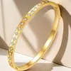 Populares Pulseras Europeas y Americanas de Acero de Titanio para Mujer con Diamantes y Diamantes Completos, Pulseras de Lujo Ligero de Moda que No se Desvanecen, Pulseras de Acero Inoxidable al por Mayor