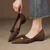 Zapatos de Mujer de Cuero Suave Estilo Retro Francés de Corte Bajo con Punta Aguda, Nuevo Estilo 2026, Elegantes, con Plataforma Interior Oculta, Zapatos Mary Jane, Zapatos Planos