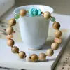 Pulseira de Contas Redondas de Madeira com Fragrância de Leite Nova Outono 2025 Original Wenwan Turquesa Tara Pulseira Estilo Chinês Dropshipping