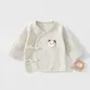 Enterizo de algodón puro Clase A para bebé, para todas las estaciones, ropa de primavera y otoño para recién nacidos, ropa de casa para recién nacidos con amarre en la espalda