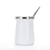 Taza mate de vacío de doble capa de acero inoxidable 304 transfronteriza, mini termo de 8 oz con pajita metálica y filtro de té, personalizable