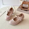 Zapatos de Princesa para Niñas Lazo Zapatos Pequeños de Cuero Otoño Nuevas Llegadas Desfile de Moda Infantil Tacones Altos Versátiles Zapatos Individuales de Baile de Rendimiento