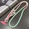 Cordão de celular feminino, transversal, corda longa torcida, trançado e tecido, adequado para viagens ao ar livre, caminhadas e compras