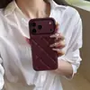 Para iPhone 18 Pro Max Luxo Estilo Francês Textura de Lichia Maçã 17 Capa de Telefone 16 Couro 15 Cordão