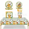 Bandeja de papel desechable con temática de fiesta de animales de la selva transfronteriza, vaso de papel, servilleta, decoración, mantel para fiesta de cumpleaños infantil