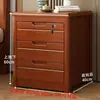 Mesita de noche de madera maciza, estilo chino, diseño simple y moderno, adecuada para dormitorios, con espacio de almacenamiento, un simple gabinete de 3 niveles para la mesita de noche