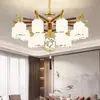 Lámpara de araña para sala de estar estética estilo canción, paisaje retro, estilo chino nuevo, luz principal de techo bajo para vestíbulo, luz para comedor, lámpara de 6 luces