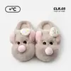 Pantuflas de felpa de algodón para mujer para otoño e invierno, engrosadas y cálidas para uso en casa, pantuflas antideslizantes y de felpa para usar al aire libre en invierno