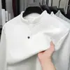 Mercadorias de Hangzhou 270g Moletom com gola Henley masculino gola alta meio botão manga longa top camiseta outono e inverno fonte direta da fábrica