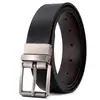 Cinto masculino de fivela de pino rotativa, best-seller transfronteiriço, dupla face, moderno e versátil, estoque de fábrica, dropshipping de comércio exterior