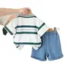 Conjunto de Ropa de Verano para Niños 2026 Nuevo Estilo Bebé Lactante Delgado Camisa POLO de Manga Corta Conjunto de Dos Piezas Ropa Guapa para Bebé Moderna
