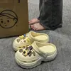 Zapatos Transpirables con Agujeros para Mujer Ropa Exterior 2024 Verano Eva Dung Sense Plataforma Sandalias de Playa Antiolor con Aumento de Altura Chanclas con Agujeros