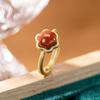 Anillo de Estrella de Rubí Natural Simple 925 Incrustado Cara de Huevo Flor de Ciruelo Anillo de Estrella de Cinco Puntas Cinco Estrellas Joyería para Mujeres