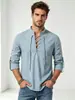 Nueva camisa casual de playa de algodón y lino para hombre de los años 70 de manga larga estilo hippie de Amazon, talla europea, bestseller transfronterizo