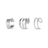 Pendientes de Moda Estilo Ins sin Perforación Juego de Tres Piezas Metal Calado Geométrico Simple Clip para Cartílago Auricular Juego de Clips para Oreja