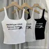 0420# Primavera y Verano Nuevo Verano Ropa Exterior Top Interior Dulce Picante Lazo Estampado de Letras Camisola Chaleco para Mujer