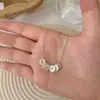 Prata Esterlina S925 Versão Coreana Fresca Laço Pérola Colar Versátil da Moda para Mulheres, Item Quente Versátil Popular de Celebridade da Internet
