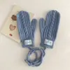Guantes Retro de Cuerda Trenzada de Dedos Completos para Mujer, Protección para Manos de Otoño e Invierno, Guantes Tejidos Cálidos para Colgar en el Cuello