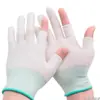 Guantes de trabajo transpirables resistentes al desgaste de dos dedos expuestos al por mayor para hombres y mujeres, guantes de trabajo de nailon de medio dedo antiestáticos industriales para recolección de té