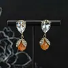 Brincos de Cristal em Forma de Gota d'Água Estilo Vintage com um Novo Design de Botões de Flor, Brincos Multicoloridos para Mulheres, Toque de Luxo Leve e Sofisticado