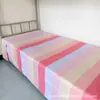 Sábana de Algodón Puro de Sarga con Rayas Rosas y Moradas, Funda de Edredón Individual, Funda de Almohada, Ropa de Cama 100% Algodón para Residencias